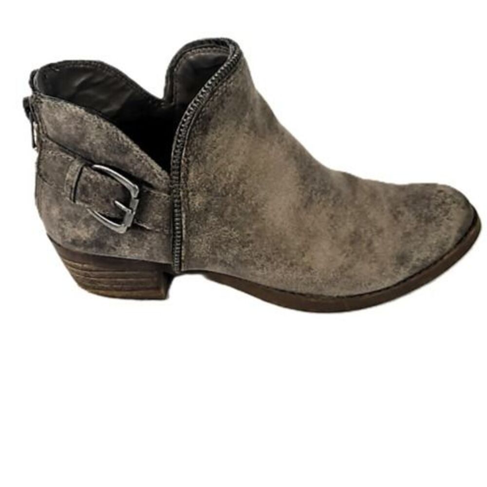 Ankle Boots Carlos Santana Cayenne Size 6.5 Distressed Taupe Pointed Toe